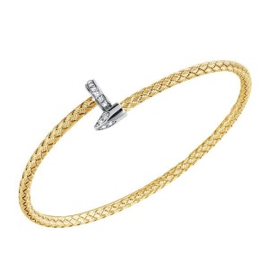 Charles Garnier 18kt Yellow Gold Over Sterling Silver Cuff Bracelet With CZ Accents