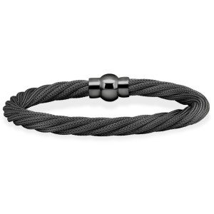 Peter Storm "Tessuto Colori" Black Finish Sterling Silver Twisted Mesh Strands Bracelet