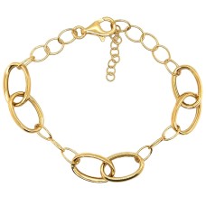Peter Storm "Tessulto Colori" Yellow Gold Finish Sterling Silver Oval And Round Link Bracelet