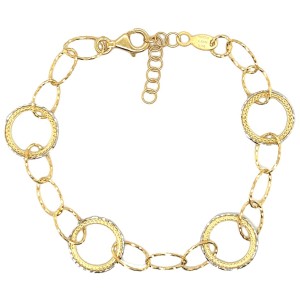 Peter Storm "Tessuto Colori" Two-tone Sterling Silver Circle Links Bracelet