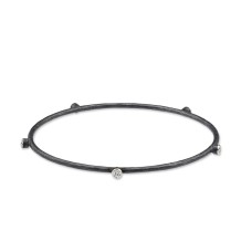 Lika Behar Oxidized Sterling Silver And White Sapphire Bangle Bracelet