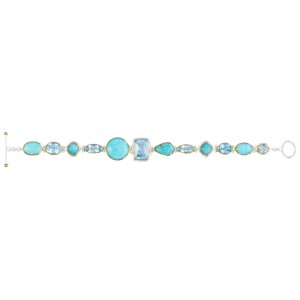 Michou Sterling Silver And 22kt Vermeil Blue Topaz, Amazonite And Turquoise Bracelet