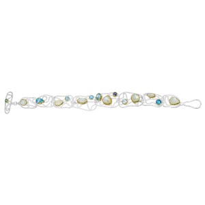 Michou Sterling Silver And 22kt Vermeil Blue Topaz, Moonstone And Iolite Bracelet