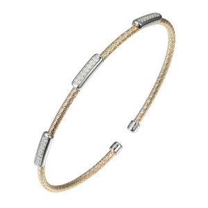 Charles Garnier 18kt Yellow Gold Over Sterling Silver Cuff Bracelet With CZ Accents