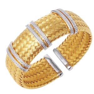 Charles Garnier 18kt Yellow Gold Over Sterling Silver "Glamour" Cuff Bracelet