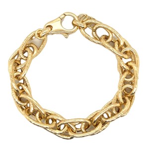 Peter Storm Tessuto Colori Yellow Gold Finish Sterling Silver Textured Oval Link Bracelet