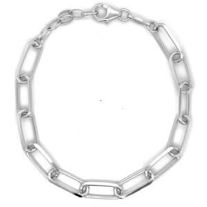 Peter Storm "Tessuto Colori" Sterling Silver 7"  Polished Paperclip Bracelet