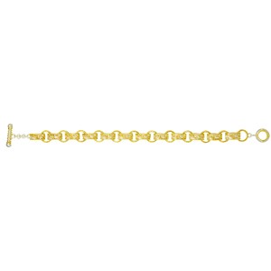 Michou Sterling Silver And 22kt Vermeil Swirl Design Round And Oval Link Bracelet