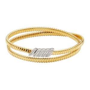 Charles Garnier Yellow Gold Over Sterling Silver "Tubogas" Crossover Bracelet