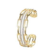 Charles Garnier 18kt Yellow Gold Over Sterling Silver Paperclip Link Style Cuff Bracelet