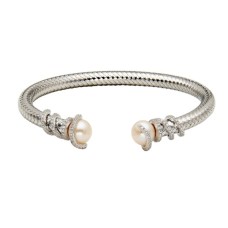 Charles Garnier Sterling Silver Freshwater Pearl Cuff Bracelet