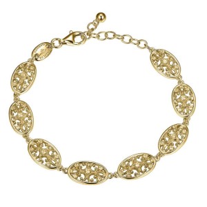 Charles Garnier 18kt Yellow Gold Over Sterling Silver And CZ Link Bracelet