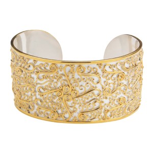 Michou Sterling Silver And 22kt Vermeil Swirl Design 36mm Wide Cuff Bracelet
