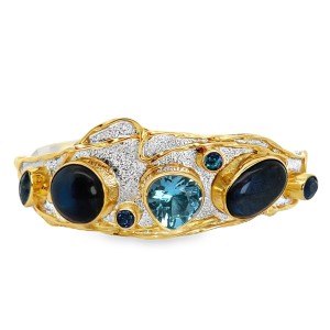 Michou Sterling Silver And 22kt Vermeil Topaz And Labradorite Cuff Bracelet