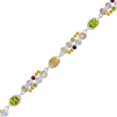Michou Sterling Silver And 22kt Vermeil Multi-gemstone Bracelet