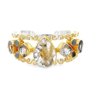 Michou Sterling Silver And 22kt Vermeil Quartz Cuff Bracelet.