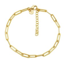 Charles Garnier 18kt Yellow Gold Over Sterling Silver "paperclip" Link Bracelet