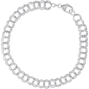 Sterling Silver Double Loop Charm Bracelet