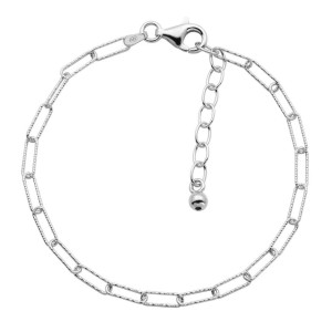 Charles Garnier Sterling Silver Diamond-cut Paperclip Link Bracele