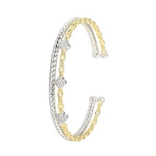Charles Garnier Two-tone Sterling Silver "Trefle" Double-cuff Bracelet