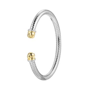 Charles Garnier Two-tone Sterling Silver Mesh Cuff Bracelet