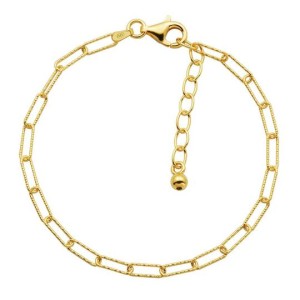 Charles Garnier 18k Yellow Gold Over Sterling Silver Diamond-cut Paperclip Link Bracelet
