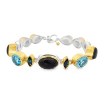 Michou Sterling Silver And 22kt Yellow Gold Vermeil Blue Gemstone Bracelet