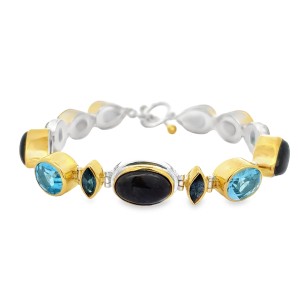 Michou Sterling Silver And 22kt Yellow Gold Vermeil Blue Gemstone Bracelet