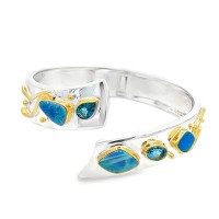 Michou Sterling Silver And 22kt Vermeil Opal And Topaz Cuff Bracelet