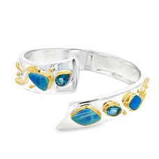 Michou Sterling Silver And 22kt Vermeil Opal And Topaz Cuff Bracelet