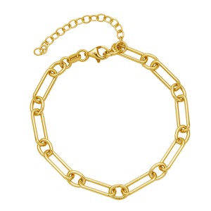 Charles Garnier Sterling Silver 6.5" Round And Oblong Link Bracele