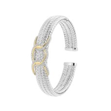 Charles Garnier Two-tone Sterling Silver And CZ Cuff Bracelet Charles Garnier Two-tone Sterling Silver And CZ Cuff Bracelet