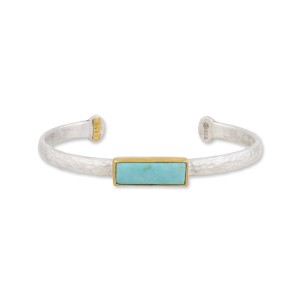 Lika Behar 24kt Yellow Gold And Sterling Silver "My World" Kingman Turquoise Open Bracelet