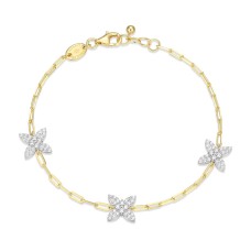 Charles Garnier 14kt Yellow Gold-plated Sterling Silver CZ-flower Station Link Bracelet Charles Garnier 14kt Yellow Gold-plated Sterling Silver CZ-flower Station Link Bracelet