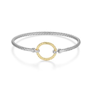 Charles Garnier Two-tone Sterling Silver Flexible Bangle Bracelet
