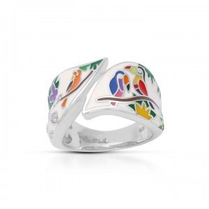 Belle Etoile Sterling Silver And Enamel "Tropical Rainforest" Ring