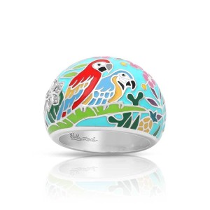 Belle Etoile Sterling Silver And Enamel "Macaw" Ring