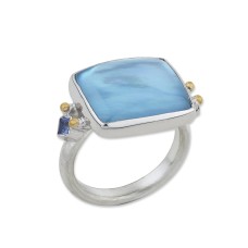 Lika Behar Sterling Silver "Kami" Topaz And Sapphire Ring