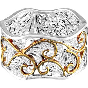 Michou Sterling Silver And 22kt Vermeil Swirl Design Ring