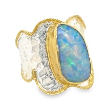 Michou Sterling Silver And 22kt Vermeil Opal Ring