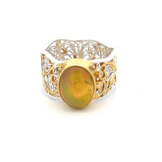Michou Sterling Silver And 22kt Vermeil Opal  Ring