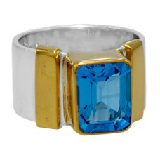 Michou Sterling Silver And 22kt Vermeil Blue Topaz Ring