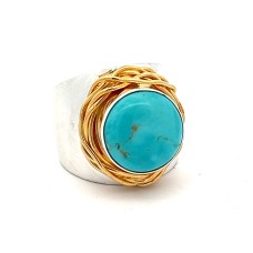 Michou Sterling Silver And 22kt Vermeil Turquoise Ring