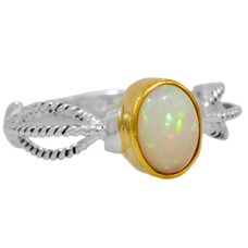 Michou Sterling Silver And 22kt Vermeil Opal Ring