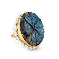 Michou Sterling Silver And 22kt Vermeil Carved Labradorite Ring