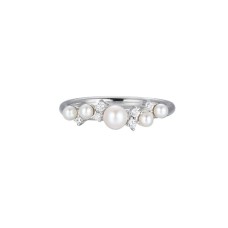 Charles Garnier Sterling Silver Pearl And CZ Ring