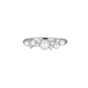 Charles Garnier Sterling Silver Pearl And CZ Ring