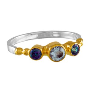 Michou Sterling Silver And 22kt Vermeil Blue Topaz Ring