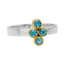 Michou Sterling Silver And 22kt Yellow Gold Vermeil Baby Blue Topaz Cluster Ring