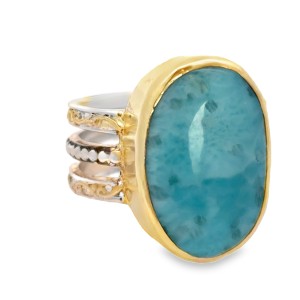 Michou Sterling Silver 22kt Yellow Gold Larimar Ring